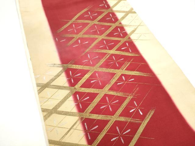 平和屋着物●アンティーク　大正ロマン　両面　六通柄袋帯　刺繍　枝梅文　金糸　正絹　逸品　CABI8975hy