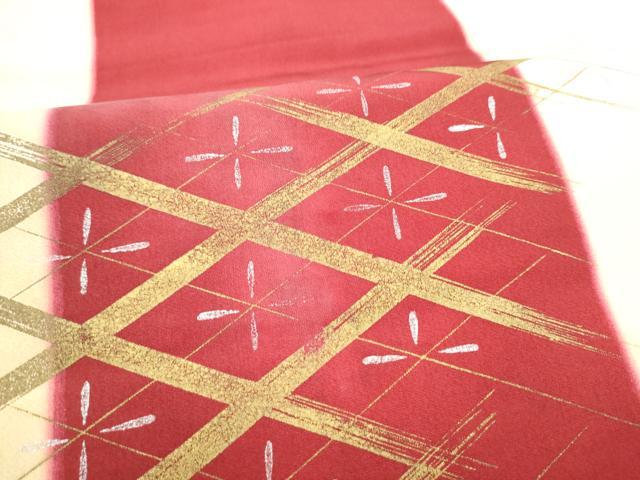 平和屋着物●アンティーク　大正ロマン　両面　六通柄袋帯　刺繍　枝梅文　金糸　正絹　逸品　CABI8975hy