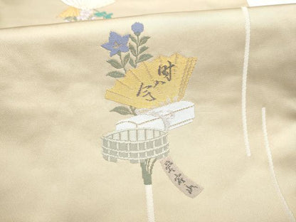 平和屋着物●世界的人形師　辻村寿三郎　ジュサブロー　六通柄袋帯　檜扇枝梅文　金銀糸　正絹　逸品　CABI8981hy