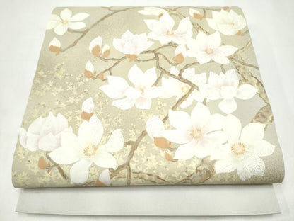 平和屋着物●太鼓柄袋帯　作家物　枝花文　金彩　正絹　逸品　CABI8983hy