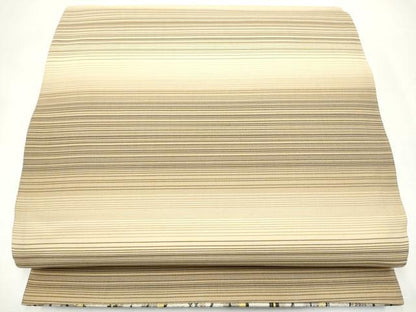 平和屋着物●両面　六通柄袋帯　よろけ縞　金銀糸　正絹　逸品　CABI8985hy