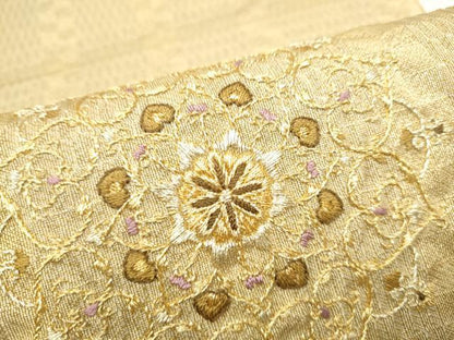 平和屋着物●ひなや工房　くむ・あむ・おる　伊豆蔵明彦　太鼓柄袋帯　総刺繍　正倉院花文　金銀糸　正絹　逸品　CABI8990hy