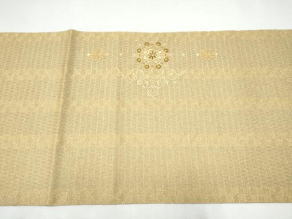 平和屋着物●ひなや工房　くむ・あむ・おる　伊豆蔵明彦　太鼓柄袋帯　総刺繍　正倉院花文　金銀糸　正絹　逸品　CABI8990hy