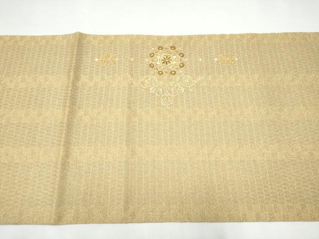平和屋着物●ひなや工房　くむ・あむ・おる　伊豆蔵明彦　太鼓柄袋帯　総刺繍　正倉院花文　金銀糸　正絹　逸品　CABI8990hy