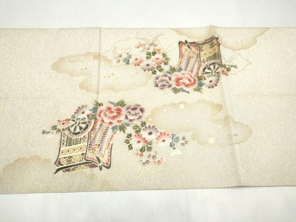 平和屋着物●六通柄袋帯　綴れ　御所車松竹梅　金彩　正絹　逸品　CABI8998hy