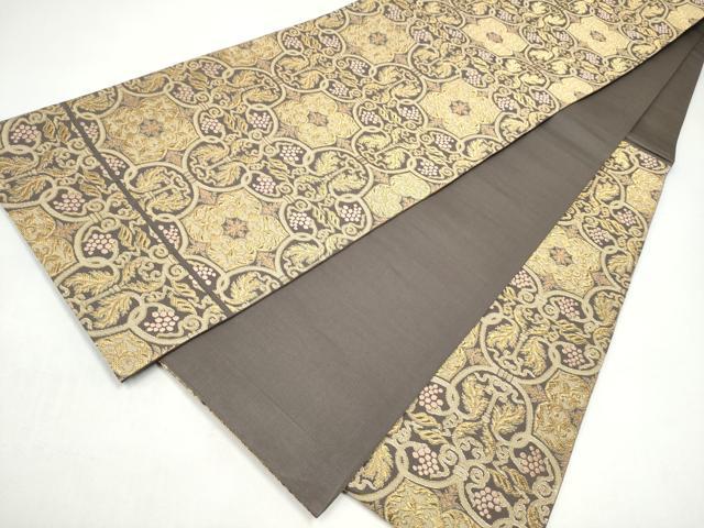 平和屋着物●六通柄袋帯　唐織　葡萄唐草文様　金糸　正絹　逸品　CABI9002hy