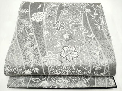 平和屋着物●全通柄袋帯　天目織　草花文　正絹　逸品　CABI9003hy