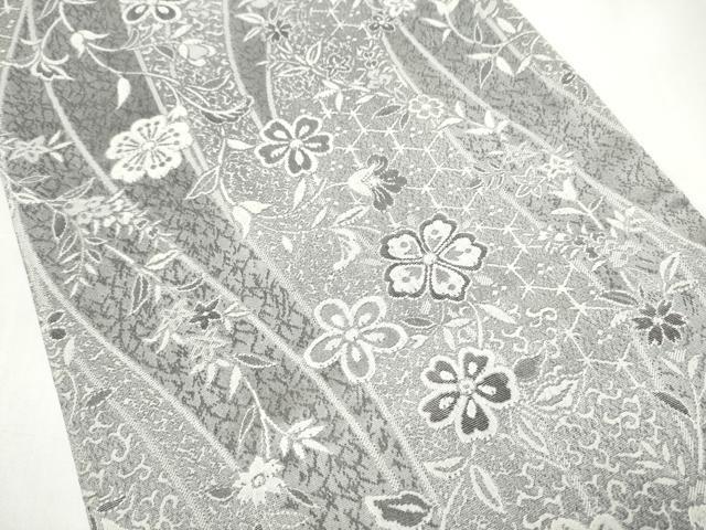 平和屋着物●全通柄袋帯　天目織　草花文　正絹　逸品　CABI9003hy