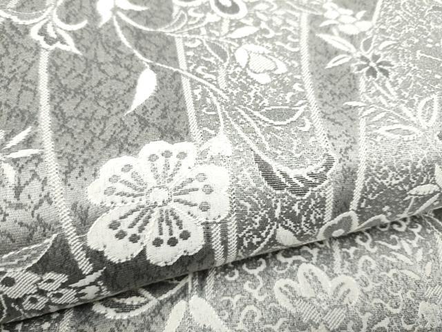 平和屋着物●全通柄袋帯　天目織　草花文　正絹　逸品　CABI9003hy