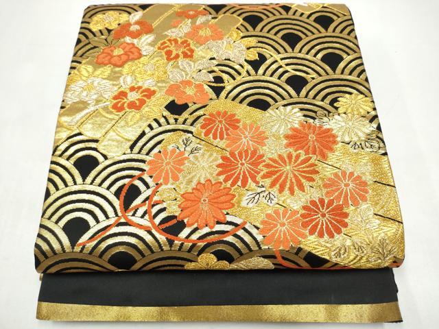 平和屋着物●希少　だらり帯　芸姑　舞妓　唐織　黒地　金糸　正絹　逸品　CABI9004hy