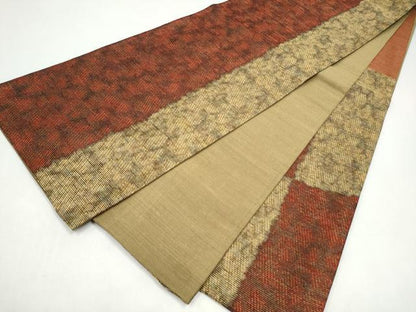 平和屋着物●六通柄袋帯　霞文　金糸　正絹　逸品　CABI9005hy