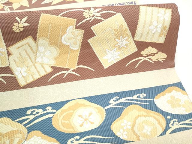 平和屋着物●両方向　全通柄袋帯　色葉瑞祥　金糸　反端付き　正絹　逸品　CABI9007hy