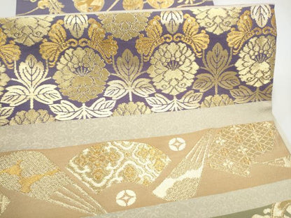 平和屋着物●両方向　全通柄袋帯　色葉瑞祥　金糸　反端付き　正絹　逸品　CABI9007hy