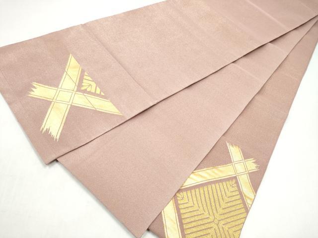 平和屋着物●太鼓柄袋帯　綴れ　松葉文　金糸　正絹　逸品　CABI9008hy