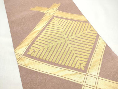 平和屋着物●太鼓柄袋帯　綴れ　松葉文　金糸　正絹　逸品　CABI9008hy