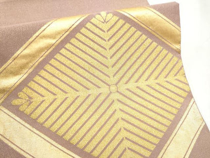 平和屋着物●太鼓柄袋帯　綴れ　松葉文　金糸　正絹　逸品　CABI9008hy