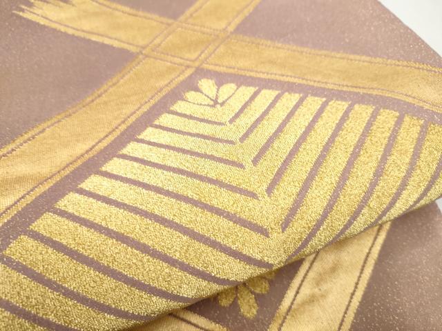 平和屋着物●太鼓柄袋帯　綴れ　松葉文　金糸　正絹　逸品　CABI9008hy
