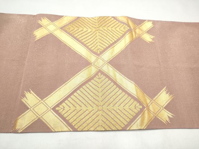 平和屋着物●太鼓柄袋帯　綴れ　松葉文　金糸　正絹　逸品　CABI9008hy