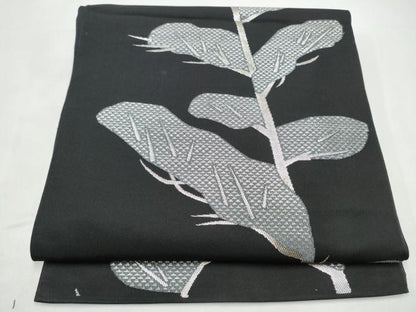 平和屋着物●桝屋高尾　六通柄袋帯　枝葉文　銀糸　正絹　逸品　CABI9020hy