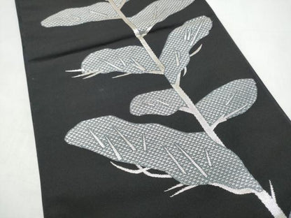平和屋着物●桝屋高尾　六通柄袋帯　枝葉文　銀糸　正絹　逸品　CABI9020hy