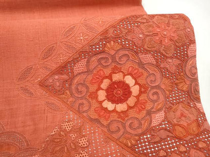 平和屋着物●中国三大刺繍　スワトウ相良刺繍　総刺繍　太鼓柄袋帯　紬地　吉祥花文　正絹　逸品　CABI9021hy