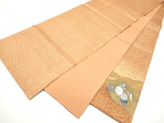 平和屋着物▽太鼓柄袋帯　スリーシーズン　春夏秋　すくい織　枝菊文　金糸　正絹　逸品　CABI9025hy