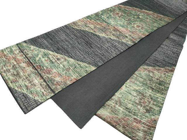 平和屋着物▽六通柄袋帯　スリーシーズン　春夏秋　櫛織　霞花文　正絹　逸品　CABI9026hy