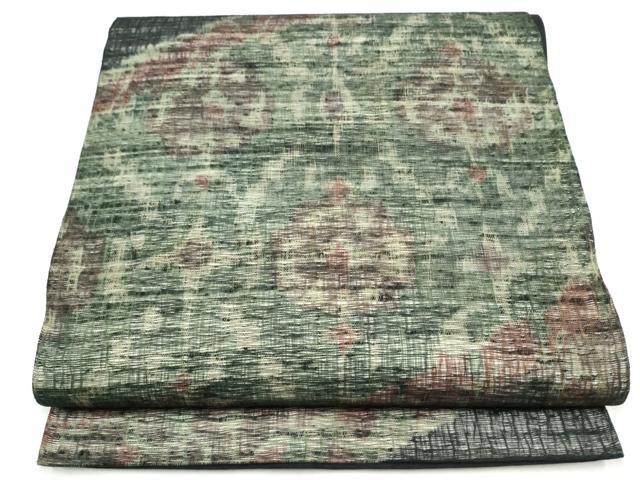 平和屋着物▽六通柄袋帯　スリーシーズン　春夏秋　櫛織　霞花文　正絹　逸品　CABI9026hy