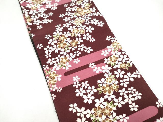 平和屋着物●両面　半幅帯　エ霞舞桜文　CABI9036hy
