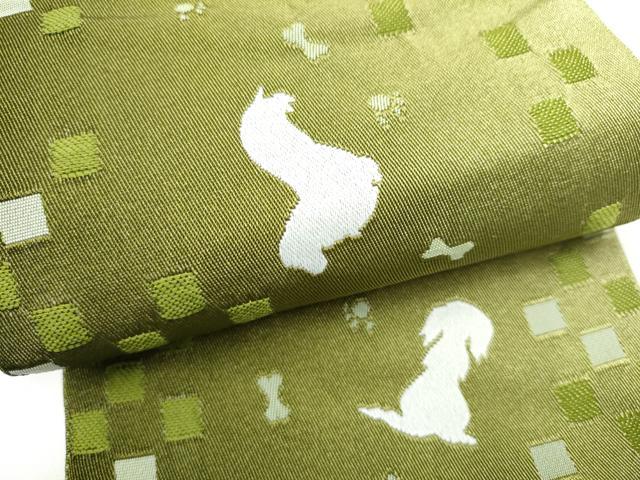 平和屋着物●両面　半幅帯　犬　CABI9038hy