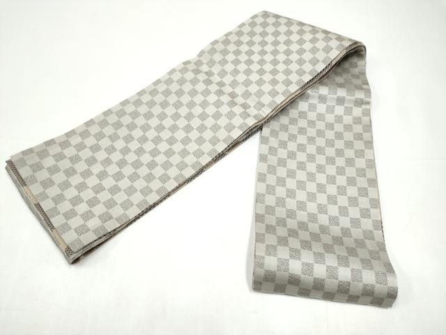 平和屋着物●両面　半幅帯　幾何学文様　正絹　逸品　CABI9047hy