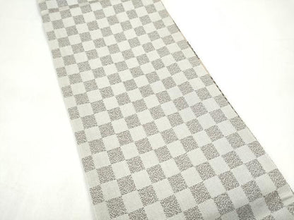 平和屋着物●両面　半幅帯　幾何学文様　正絹　逸品　CABI9047hy