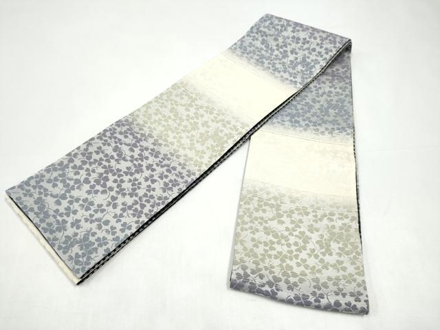 平和屋着物●両面　半幅帯　横段文　黒地　銀糸　やまと誂製　正絹　逸品　CABI9048hy