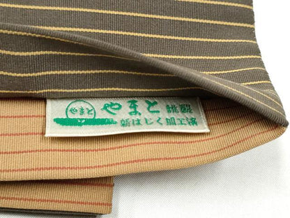 平和屋着物●爪掻き本綴れ　両面　半幅帯　横段文　やまと誂製　正絹　逸品　CABI9049hy
