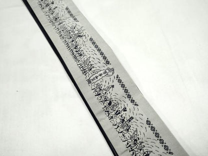 平和屋着物●男性　本場筑前博多織　両面　角帯　博多山笠　献上　正絹　逸品　CABI9052hy