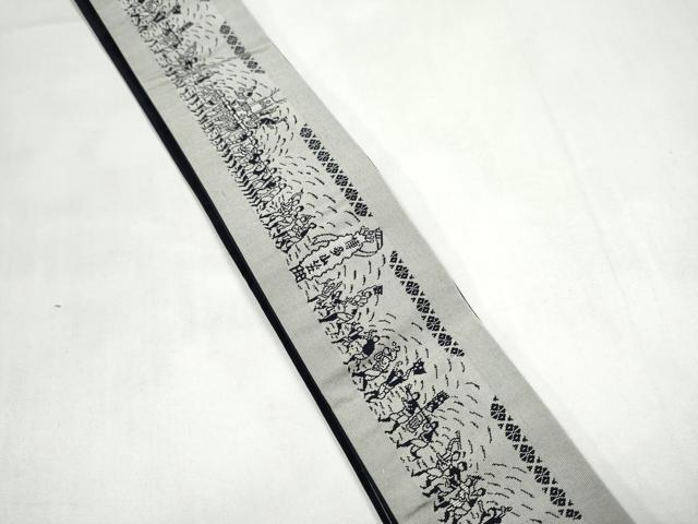 平和屋着物●男性　本場筑前博多織　両面　角帯　博多山笠　献上　正絹　逸品　CABI9052hy