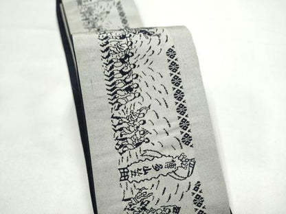 平和屋着物●男性　本場筑前博多織　両面　角帯　博多山笠　献上　正絹　逸品　CABI9052hy
