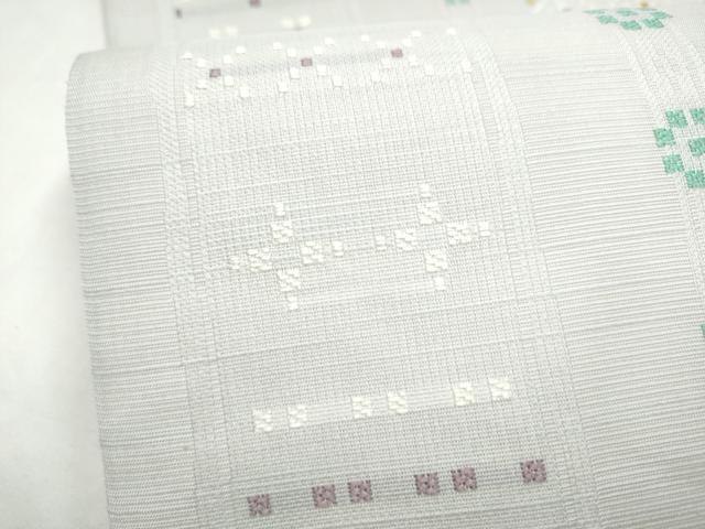 平和屋着物●六通柄袋帯　花織　紫根染　幾何学文様　正絹　逸品　CABI9053hy