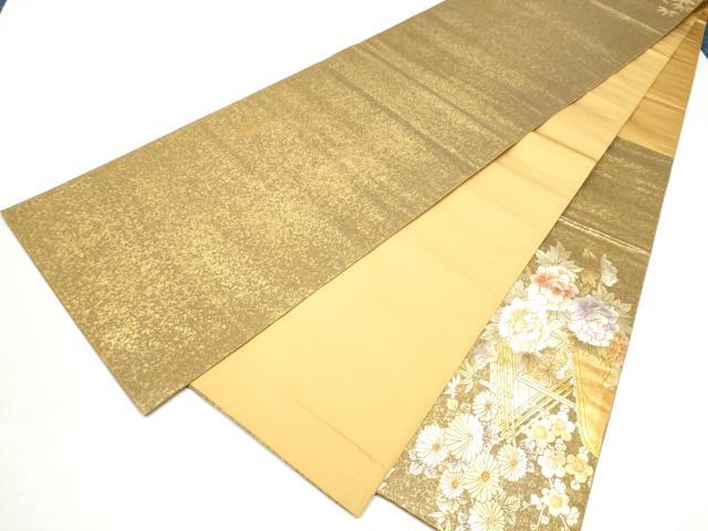 平和屋着物●金彩友禅　卓越技能者・名工・和田光正　太鼓柄袋帯　松竹梅風景花文　金銀彩　正絹　逸品　CABI9056hy