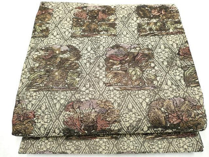 平和屋着物▽六通柄袋帯　スリーシーズン　春夏秋　草花文　金糸　正絹　逸品　CABI9059hy