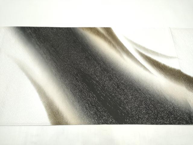 平和屋着物●太鼓柄袋帯　霞文　銀通し地　正絹　逸品　CABI9062hy