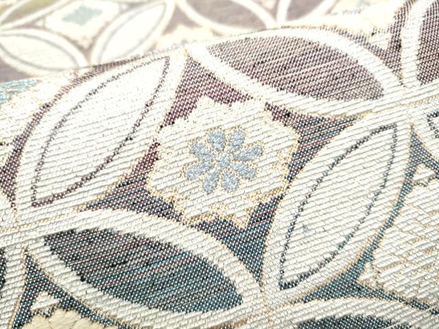 平和屋着物●両面　全通柄袋帯　作家物　輪奈織　七宝花文　金糸　正絹　逸品　CABI9071hy