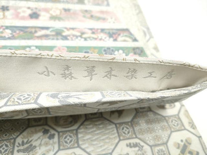 平和屋着物●本場筑前博多織　草木染　手織工房　染匠：小森久　両面　全通柄袋帯　慶長紹巴錦　金糸　正絹　逸品　CABI9075hy