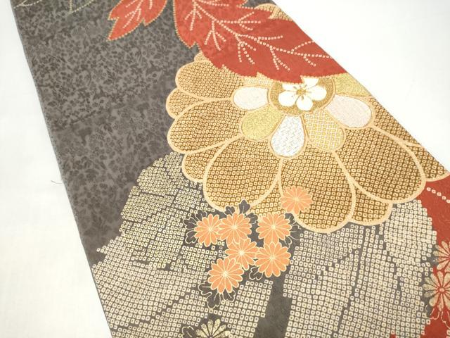 平和屋着物●六通柄袋帯　駒刺繍　菊　金彩　正絹　逸品　CABI9079hy