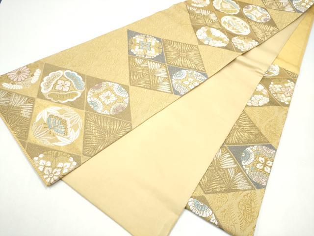 平和屋着物●六通柄袋帯　唐織　草花菱文　金銀糸　正絹　逸品　CABI9082hy