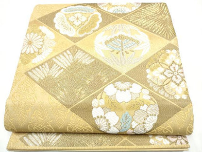 平和屋着物●六通柄袋帯　唐織　草花菱文　金銀糸　正絹　逸品　CABI9082hy