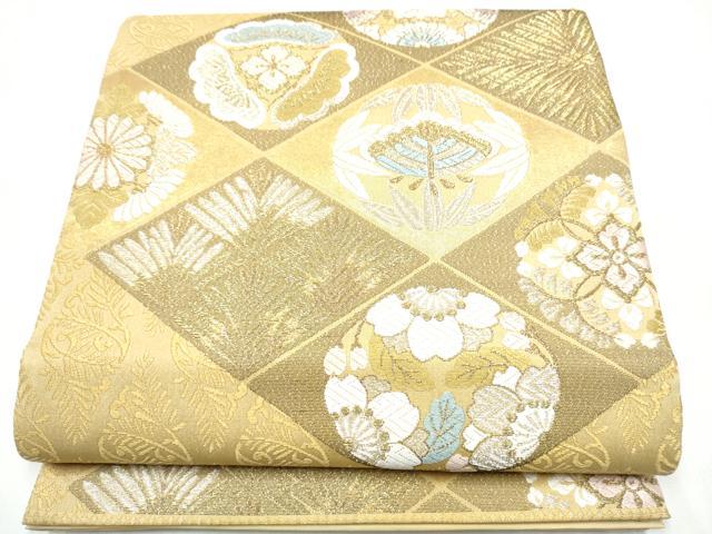 平和屋着物●六通柄袋帯　唐織　草花菱文　金銀糸　正絹　逸品　CABI9082hy