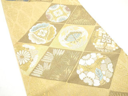 平和屋着物●六通柄袋帯　唐織　草花菱文　金銀糸　正絹　逸品　CABI9082hy