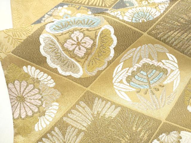 平和屋着物●六通柄袋帯　唐織　草花菱文　金銀糸　正絹　逸品　CABI9082hy