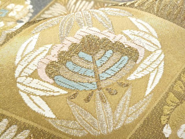 平和屋着物●六通柄袋帯　唐織　草花菱文　金銀糸　正絹　逸品　CABI9082hy